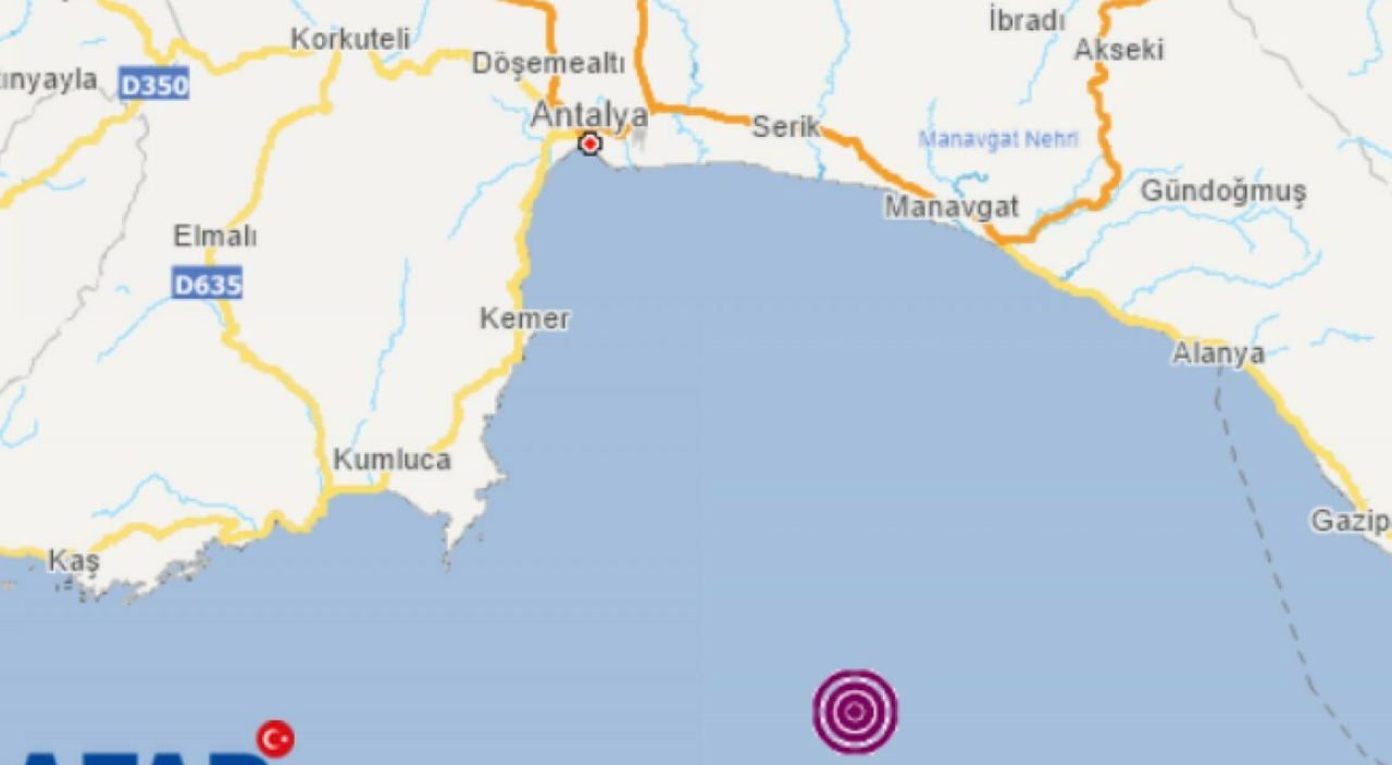 Antalya'da 4.5 büyüklüğünde deprem meydana geldi!